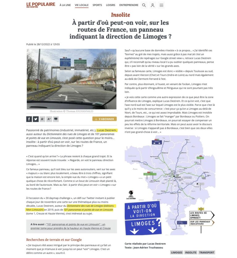 Lucas Destrem dans Le Populaire du Centre Éditions Mon Limousin